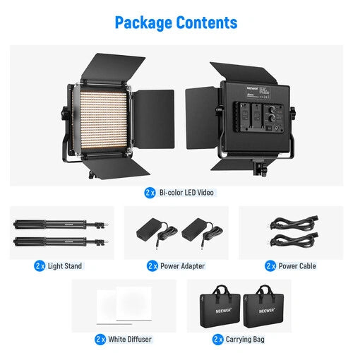 Neewer Bi-Color Video LED 2-Light Kit with Stands