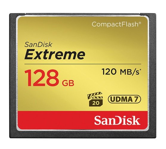 SanDisk Extreme CF 120MB/s, 85MB/s write, UDMA7, 128GB