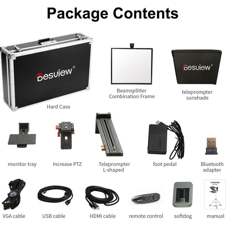 Desview T17 Teleprompter Set with 17" Self-Reversing Monitor