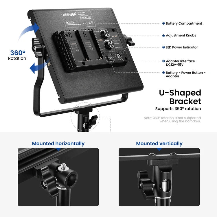 Neewer Bi-Color Video LED 2-Light Kit with Stands