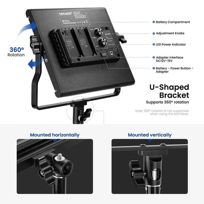Neewer Bi-Color Video LED 2-Light Kit with Stands