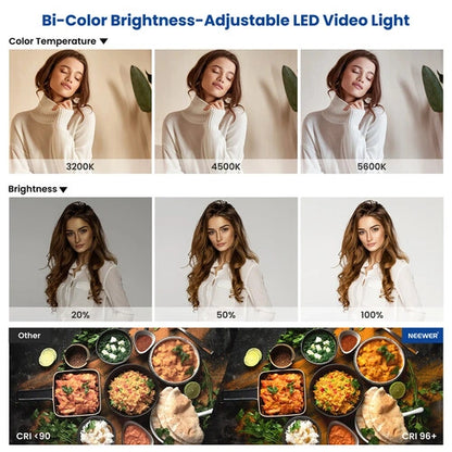 Neewer Bi-Color Video LED 2-Light Kit with Stands