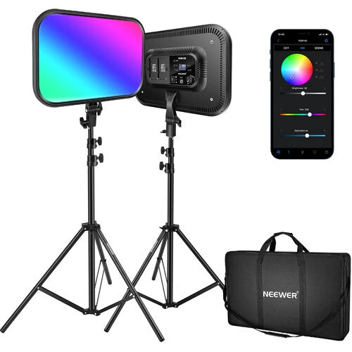 Neewer RGB168 LED Light Panel (Black, 2-Light Kit)