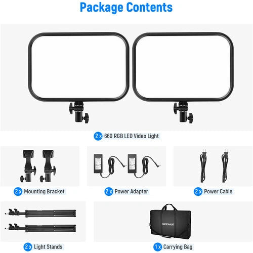 Neewer RGB168 LED Light Panel (Black, 2-Light Kit)
