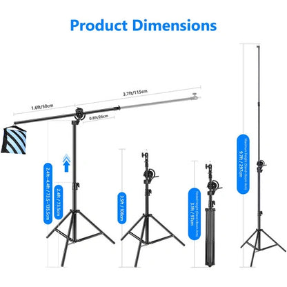 Neewer Aluminum Light Stand with Built-In Boom Arm (9.7')