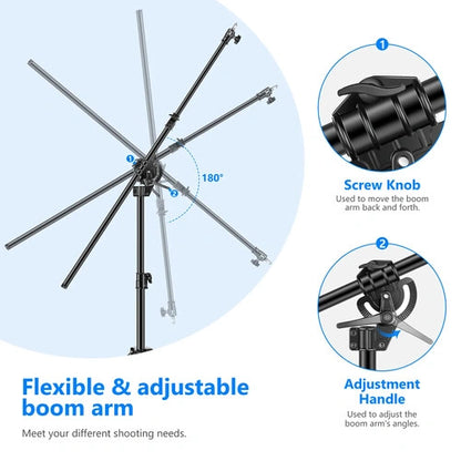 Neewer Aluminum Light Stand with Built-In Boom Arm (9.7')