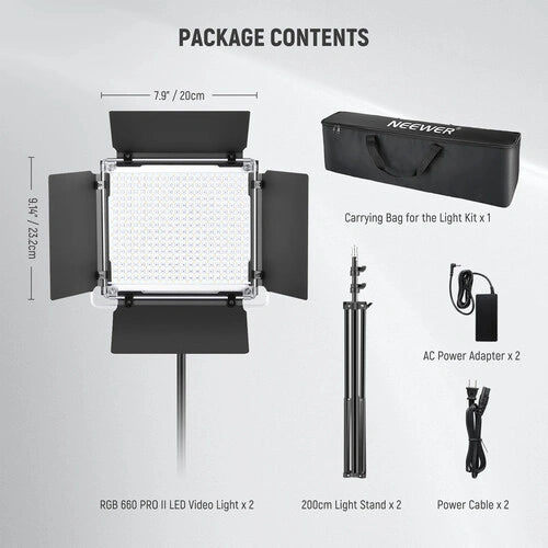 Neewer Upgraded 660 PRO II RGB LED Light Panel (2-Light Kit)