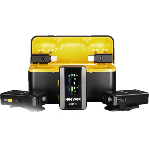 Neewer CM28 2-Person Wireless Microphone System with Charging Case for Cameras and Mobile Devices (2.4 GHz)