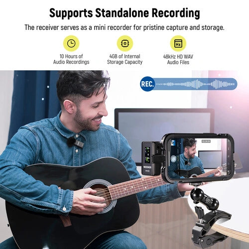 Neewer CM28 2-Person Wireless Microphone System with Charging Case for Cameras and Mobile Devices (2.4 GHz)