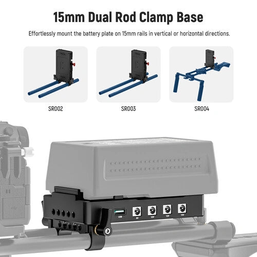 Neewer VB-A1 V-Mount Battery Plate Adapter with Dual 15mm Rod Clamps