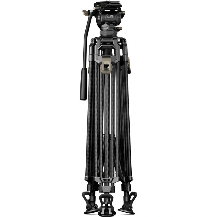 Tilta 75mm Cine Fluid Head with 2-Stage One-Touch Carbon Fiber Tripod System (17.6 lb Load, Space Gray)