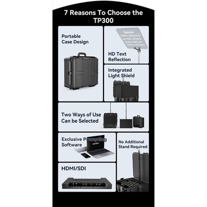 Desview TP300 Portable HDMI/SDI Teleprompter with High-Bright Monitor (19")