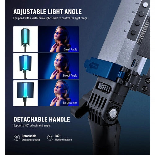 Neewer RGB2 LED Light Wand with Metal Barndoors (1.3')