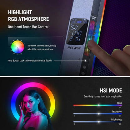 Neewer RGB2 LED Light Wand with Metal Barndoors (1.3')