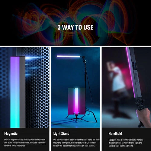 Neewer RGB2 LED Light Wand with Metal Barndoors (1.3')