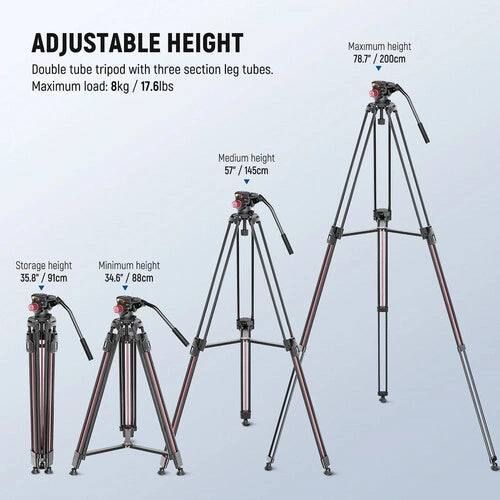 Neewer LL38 Professional Video Tripod with Fluid Head