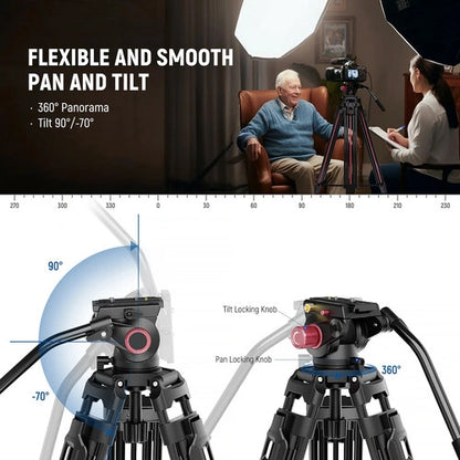 Neewer LL38 Professional Video Tripod with Fluid Head