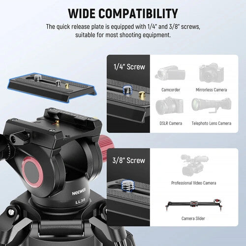 Neewer LL38 Professional Video Tripod with Fluid Head