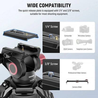 Neewer LL38 Professional Video Tripod with Fluid Head