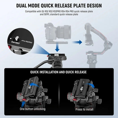 Neewer LL37 Carbon Fiber One-Step Locking Tripod with Fluid Head