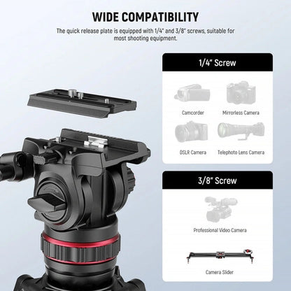 Neewer LL37 Carbon Fiber One-Step Locking Tripod with Fluid Head