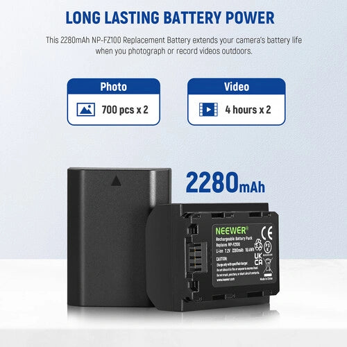 Neewer NP-FZ100 Dual Battery and Multifunction Dual Charger Kit