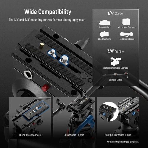 Neewer TP37 Heavy-Duty Video Tripod with Fluid Head
