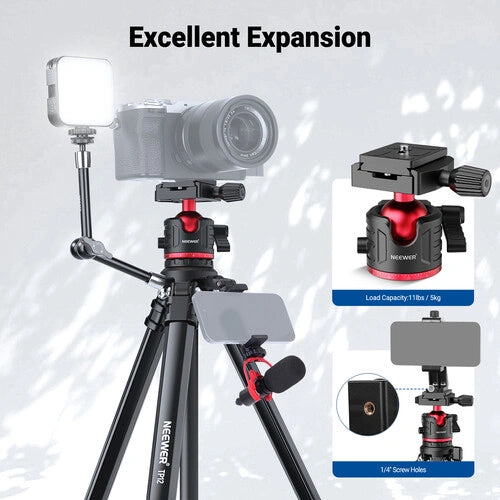 Neewer BASICS TP12 Aluminum Tripod with Ball Head (66.5")