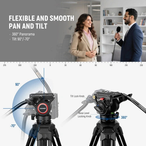 Neewer TP73 65" Aluminum Video Tripod with Fluid Head