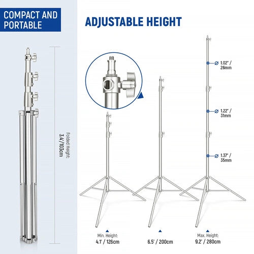 Neewer ST-280SS Stainless Steel Light Stand (2-Pack)
