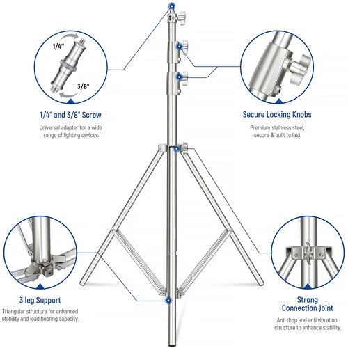 Neewer ST-280SS Stainless Steel Light Stand (2-Pack)