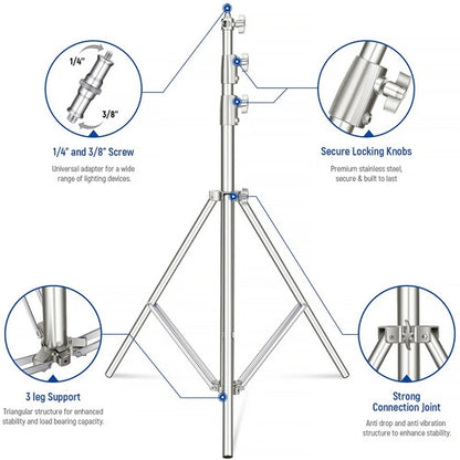 Neewer ST-280SS Stainless Steel Light Stand (2-Pack)