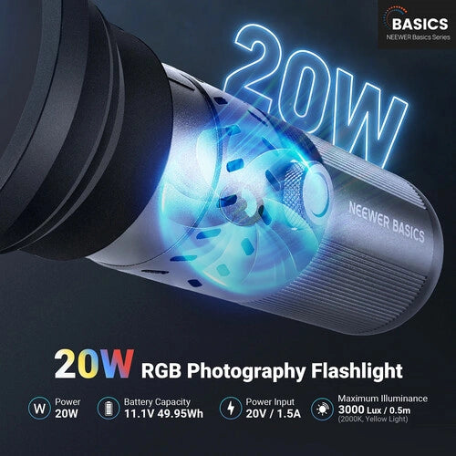 Neewer BASICS FL20 20W RGB Portable Photography Flashlight-Style Monolight