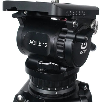 OZEN 12CF2 100mm Carbon Fiber Tripod & Agile 12 Fluid Head System (E-Z-Load)