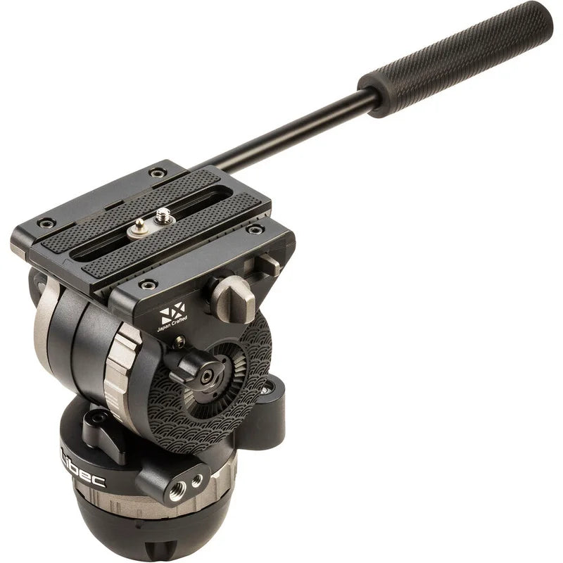 Camera pan and tilt head with a white background